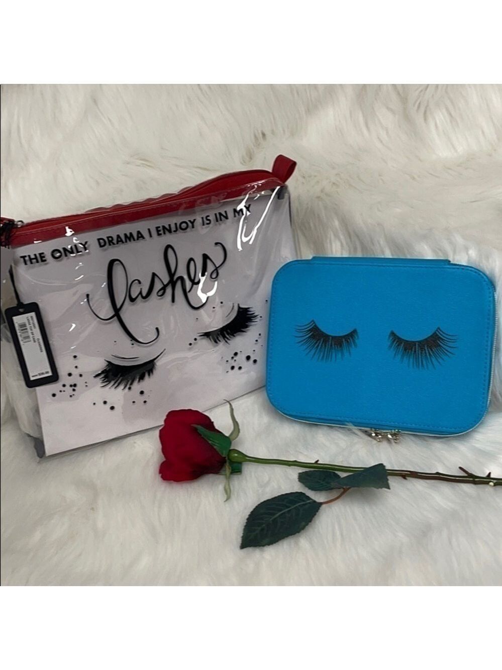 Stella & Max Makeup Bag Set of 2 Clear Cosmetic Travel Case Lash Bag Organizer